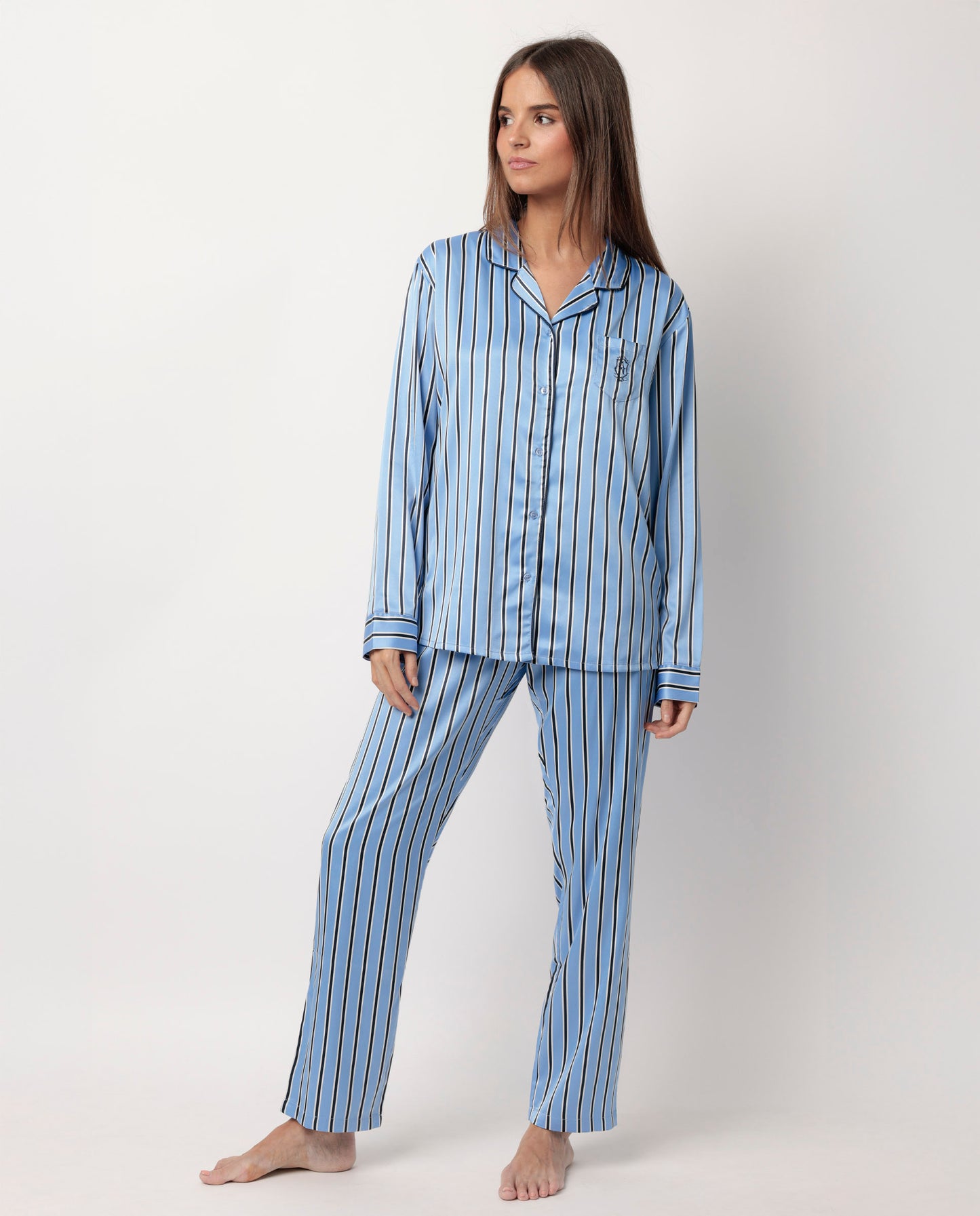 Pijama Manga Larga Abierto Satinado Adm Secret para Mujer