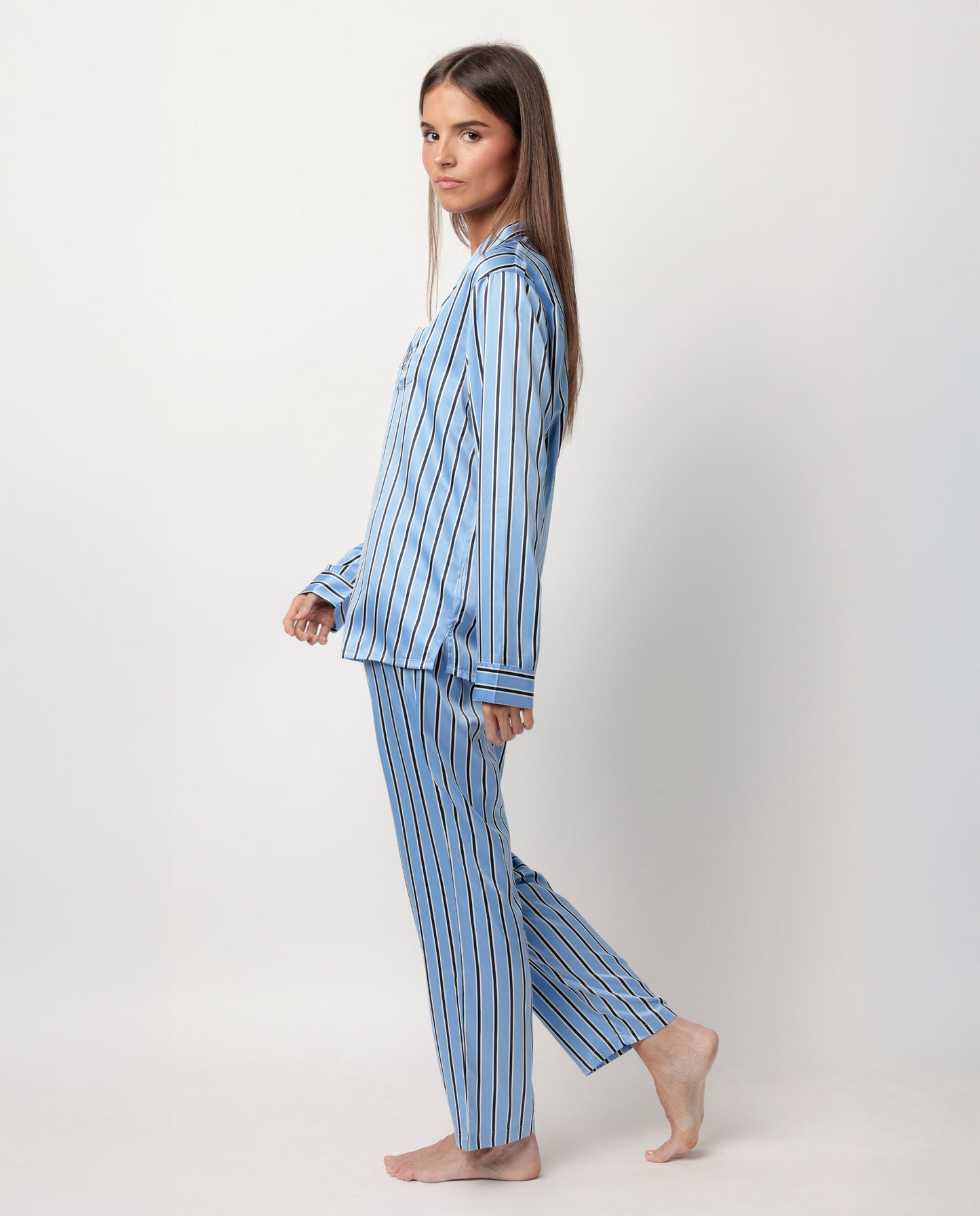 Pijama Manga Larga Abierto Satinado Adm Secret para Mujer