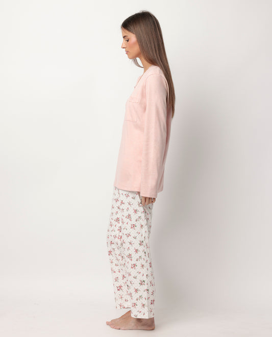 Pijama Manga Larga Dots & Flowers para Mujer