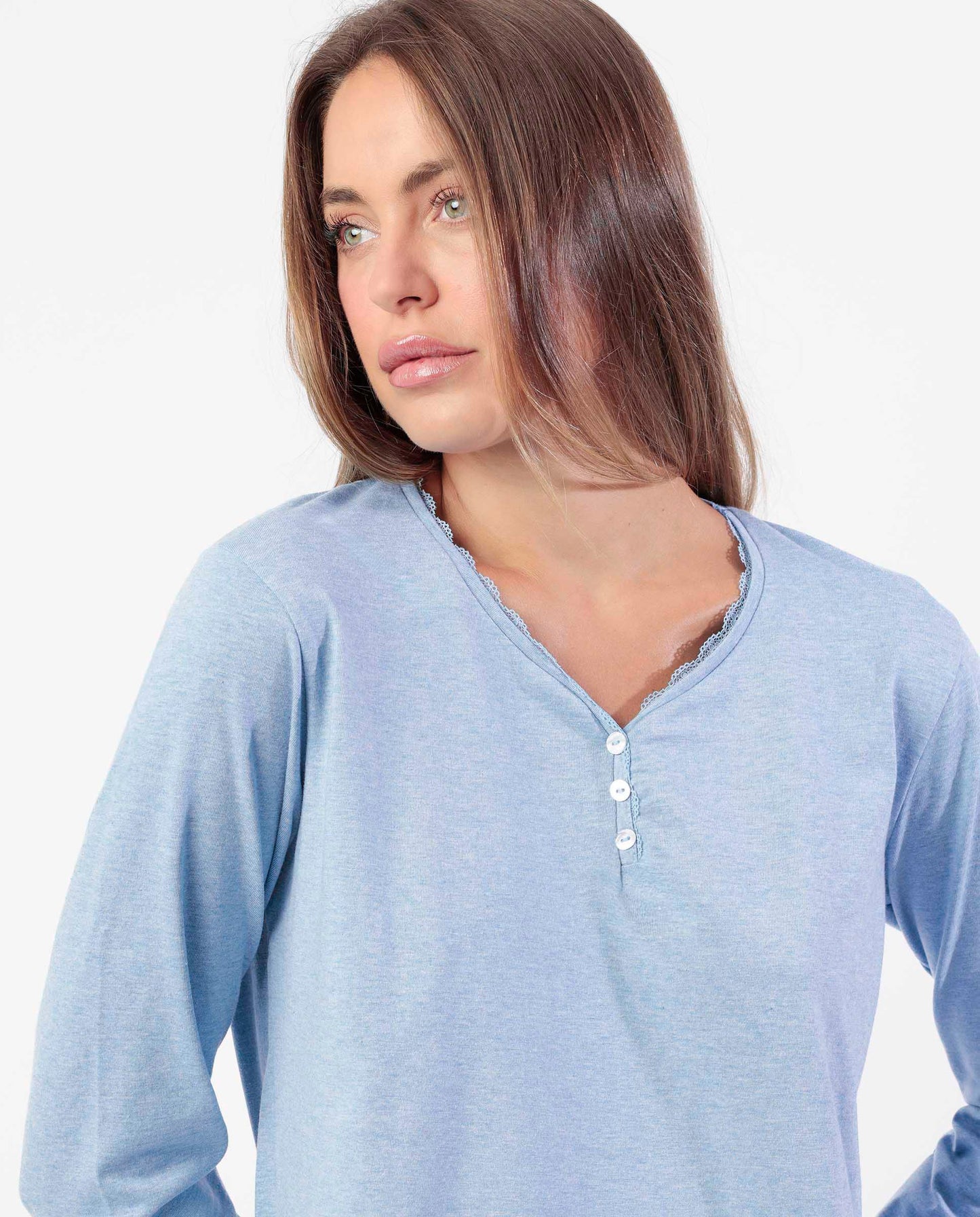 Pijama Manga Larga Tapeta Stripes And Stars Azul para Mujer