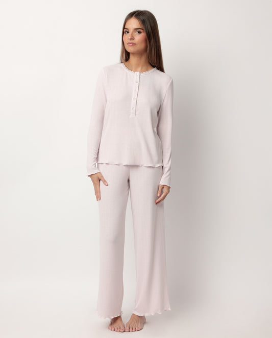 Pijama Manga Larga Tapeta Romantic Rosa para Mujer