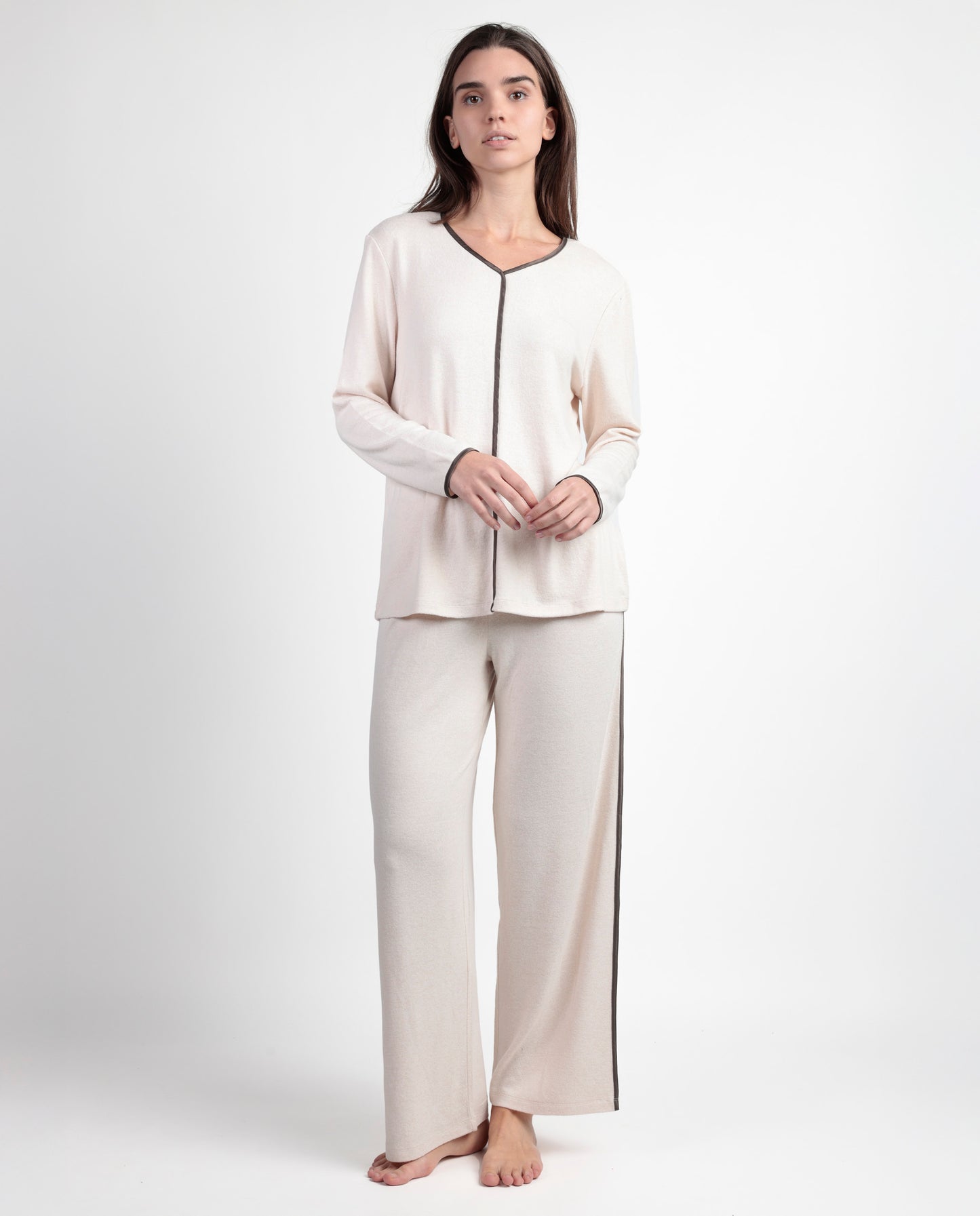 Pijama Manga Larga Pico Elegant At para Mujer