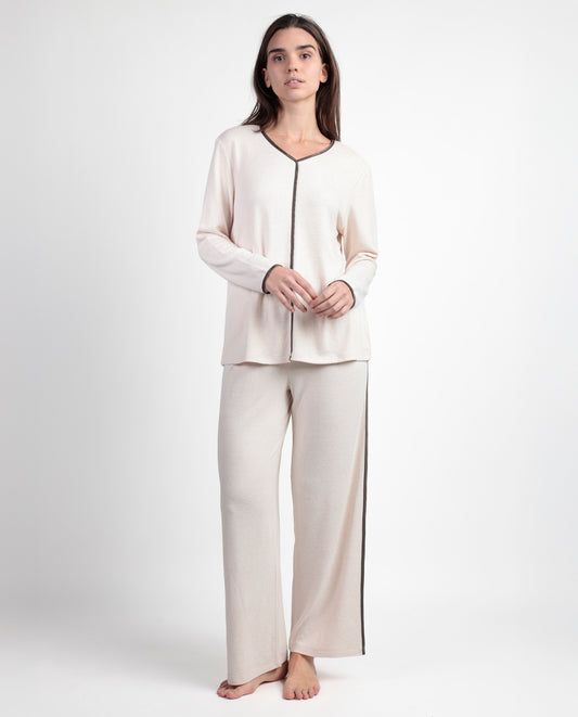 Pijama Manga Larga Pico Elegant At para Mujer