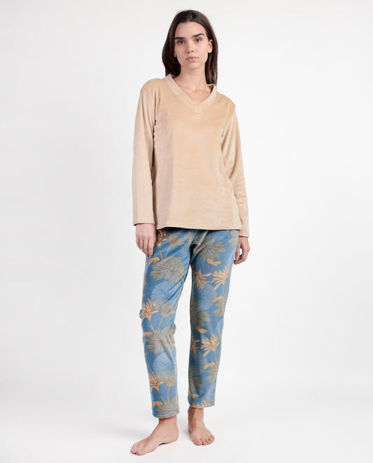 LUXURY Pijama Manga Larga Terciopelo Jungle Fever para Mujer