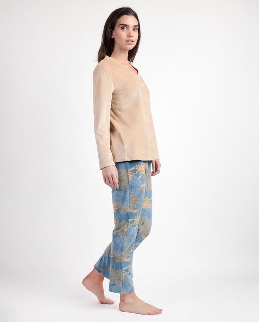 LUXURY Pijama Manga Larga Terciopelo Jungle Fever para Mujer