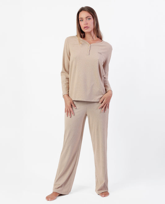 Pijama Manga Larga Tapeta Canalé Supersoft para Mujer