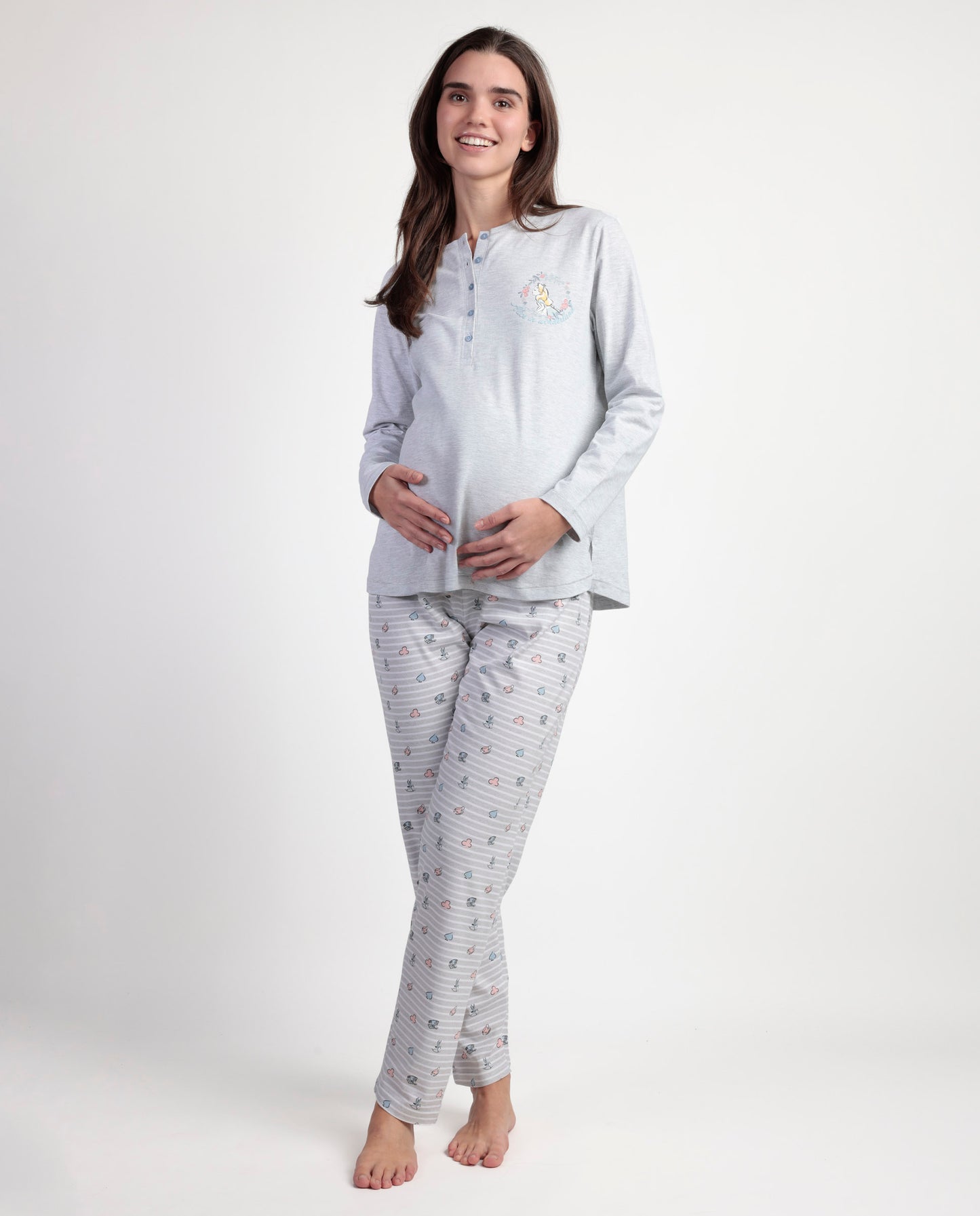 Pyjama de maternité Alicia à manches longues avec patte de boutonnage pour femmes