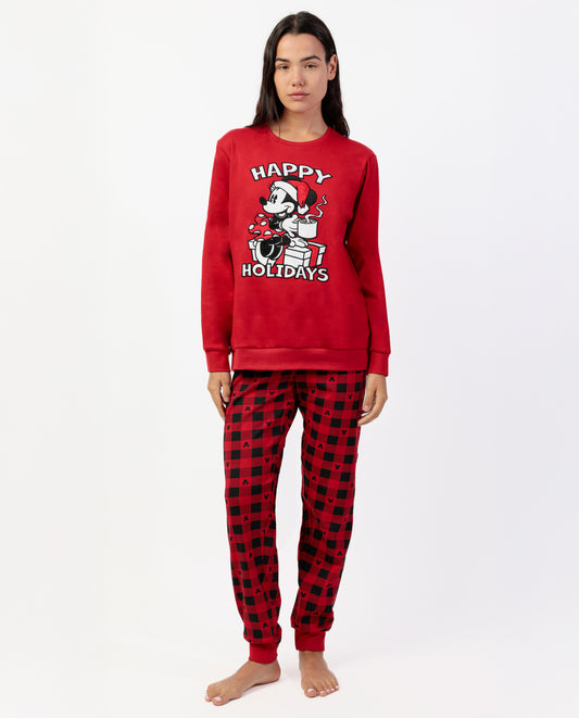 Pijama Manga Larga Mouse Holidays para Mujer