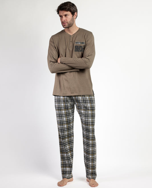 Pijama Manga Larga Tapeta Never Give Up para Hombre