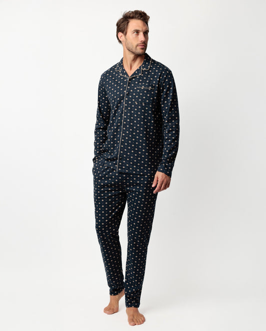 Pijama Manga Larga Abierto Classic Tie para Hombre