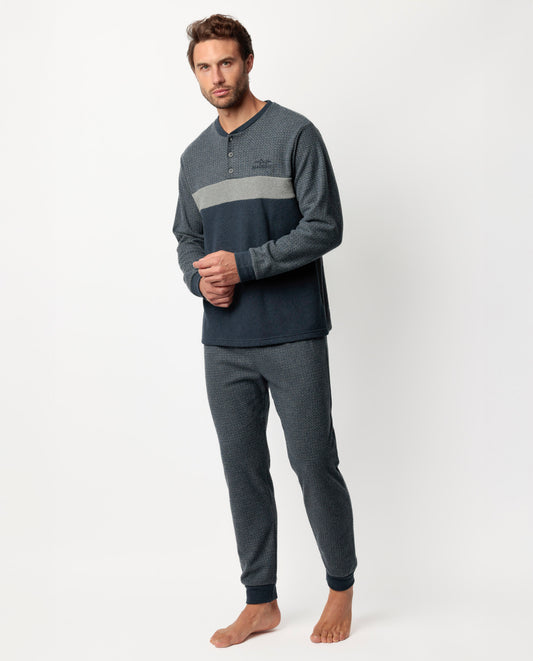 Pijama Manga Larga Tapeta Grigio para Hombre