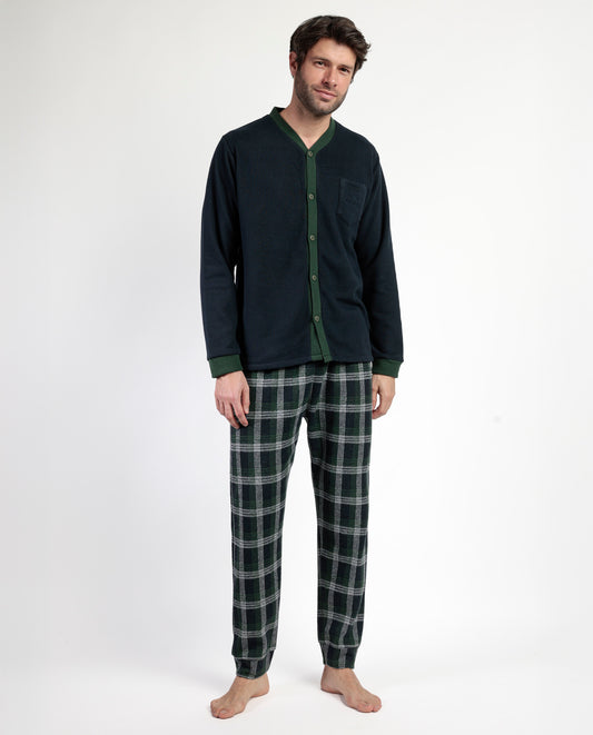 Pijama Manga Larga Abierto Smeraldo para Hombre