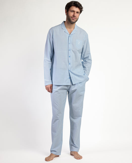 Pijama Manga Larga Abierto Popelín Home Compact para Hombre