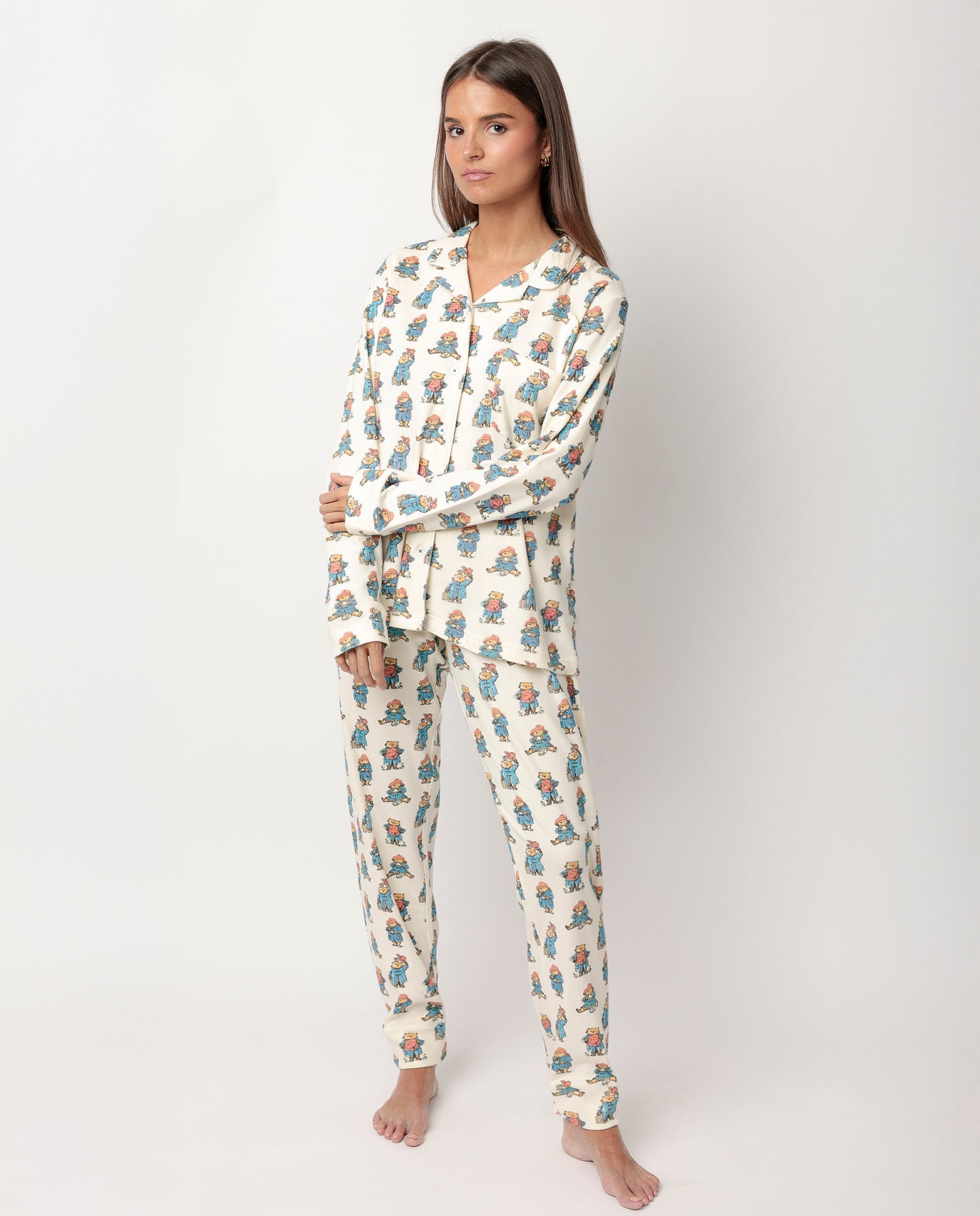 Pijama Manga Larga Abierto Watercolor para Mujer