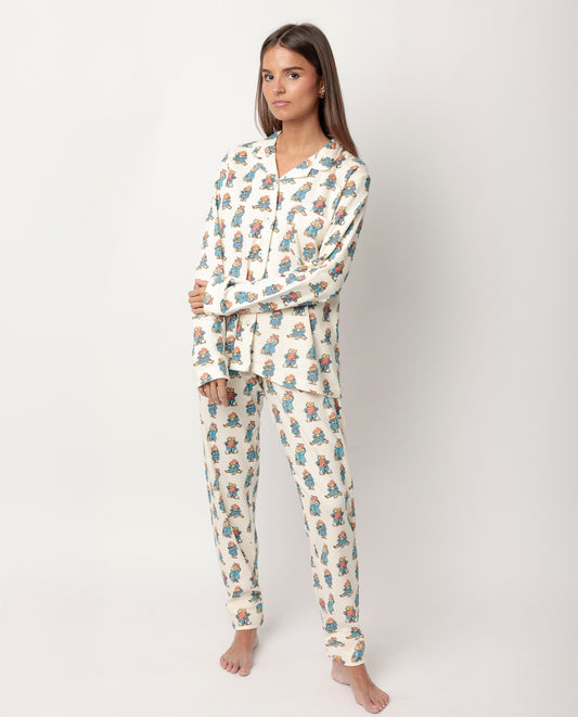 Pijama Manga Larga Abierto Watercolor para Mujer