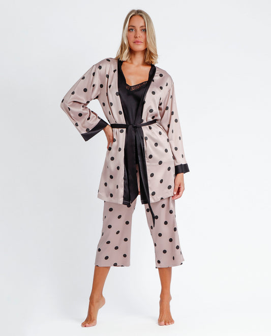 Bata Manga Larga Elegant Dots para Mujer