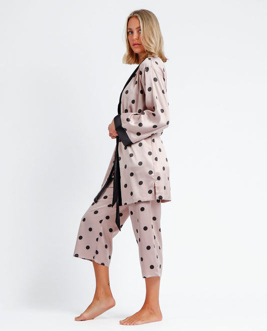 Bata Manga Larga Elegant Dots para Mujer