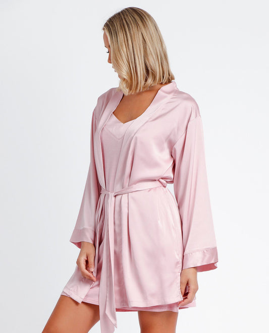 Bata Manga Larga Satin Bands para Mujer