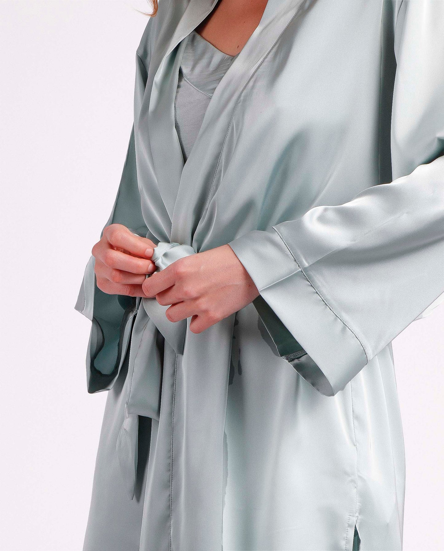 Bata Manga Larga Satin Bands para Mujer Verde