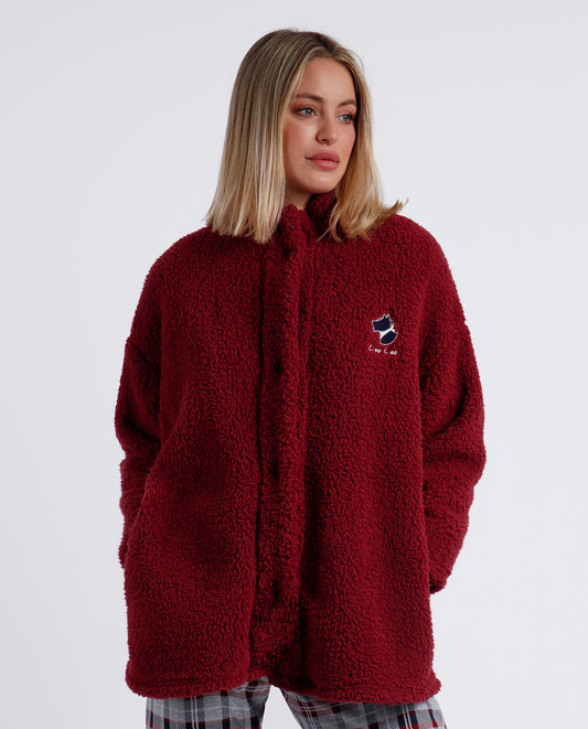 Bata Manga Larga Calentita Goodnight para Mujer Granate