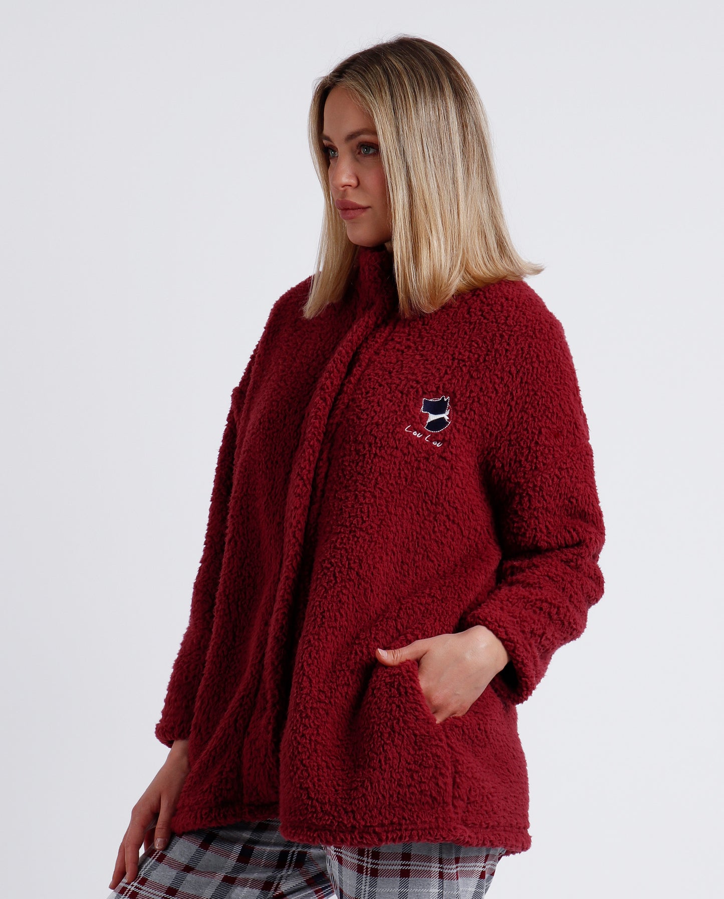 Bata Manga Larga Calentita Goodnight para Mujer Granate