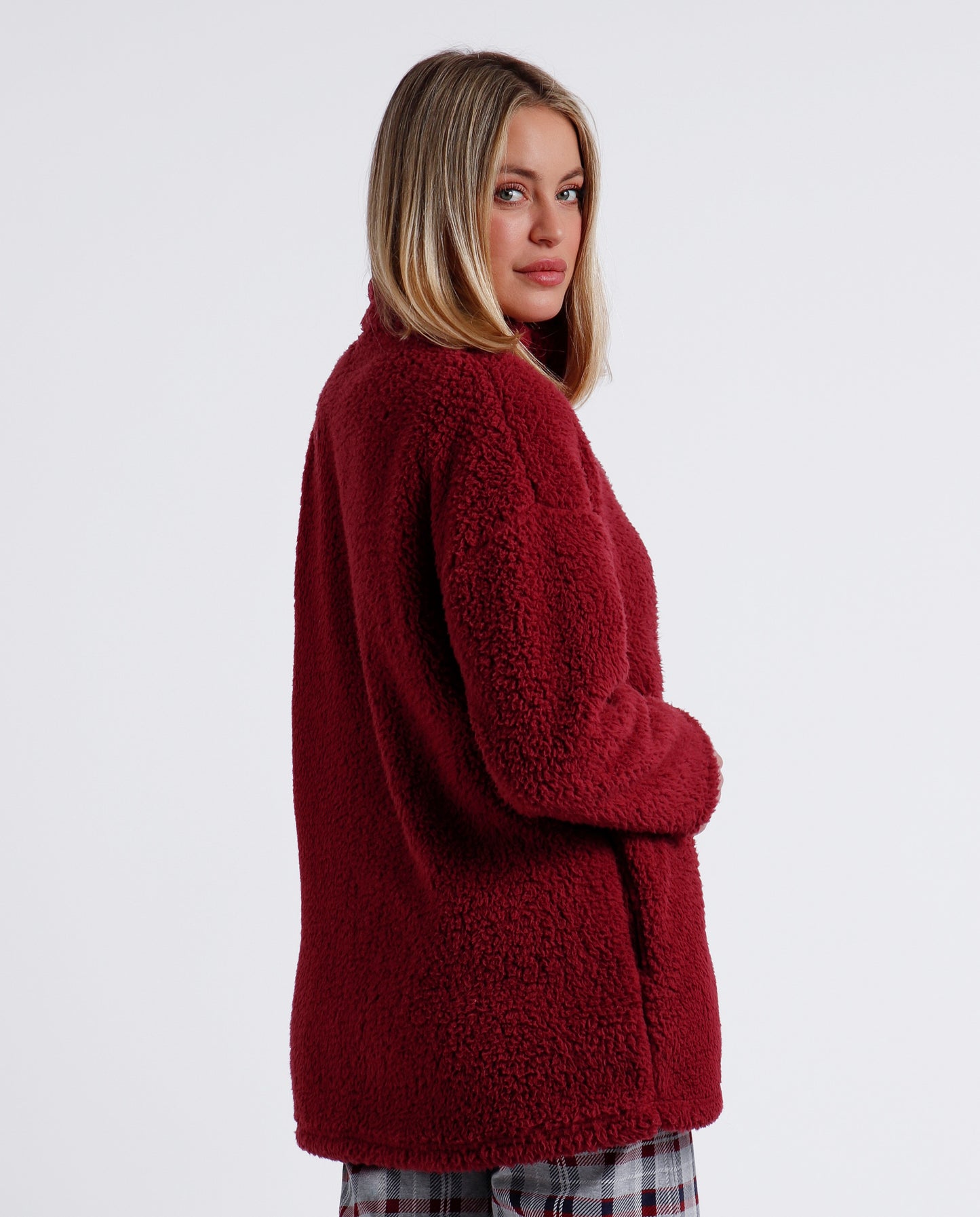 Bata Manga Larga Calentita Goodnight para Mujer Granate