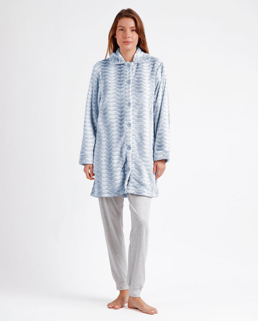 Bata Manga Larga Calentita Triangle Azul para Mujer