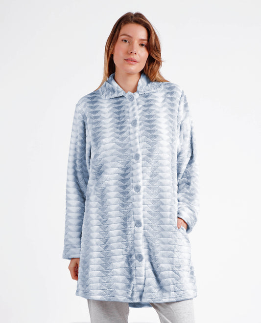 Bata Manga Larga Calentita Triangle Azul para Mujer