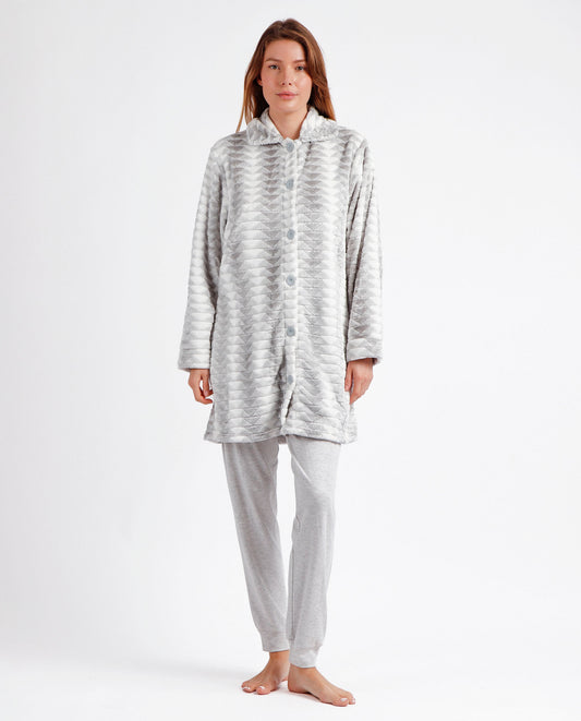 Bata Manga Larga Calentita Triangle Aqua para Mujer