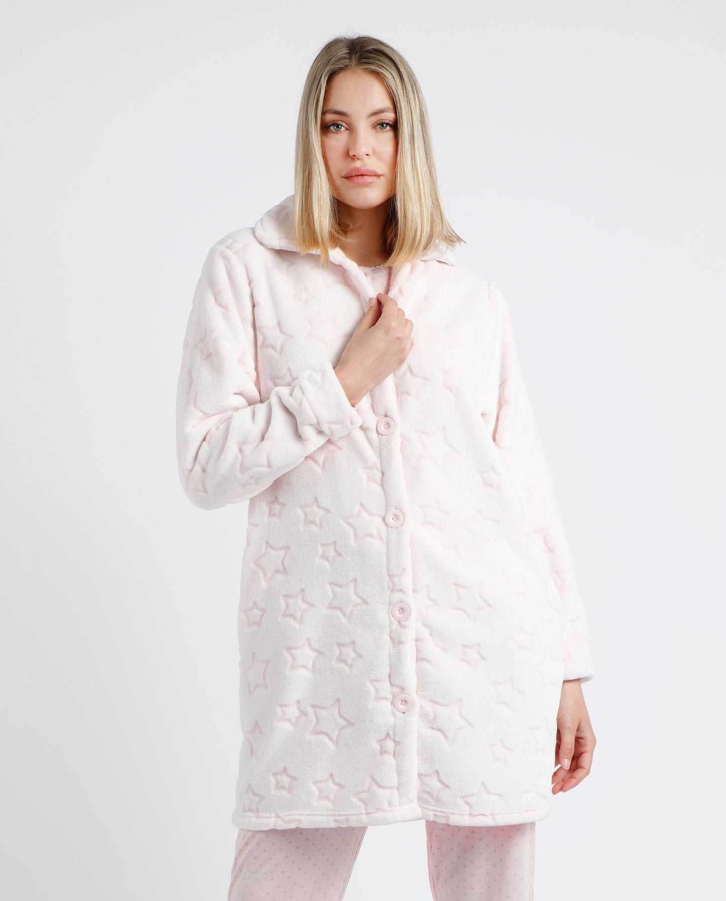 Bata Manga Larga Calentita Goodnight para Mujer Rosa