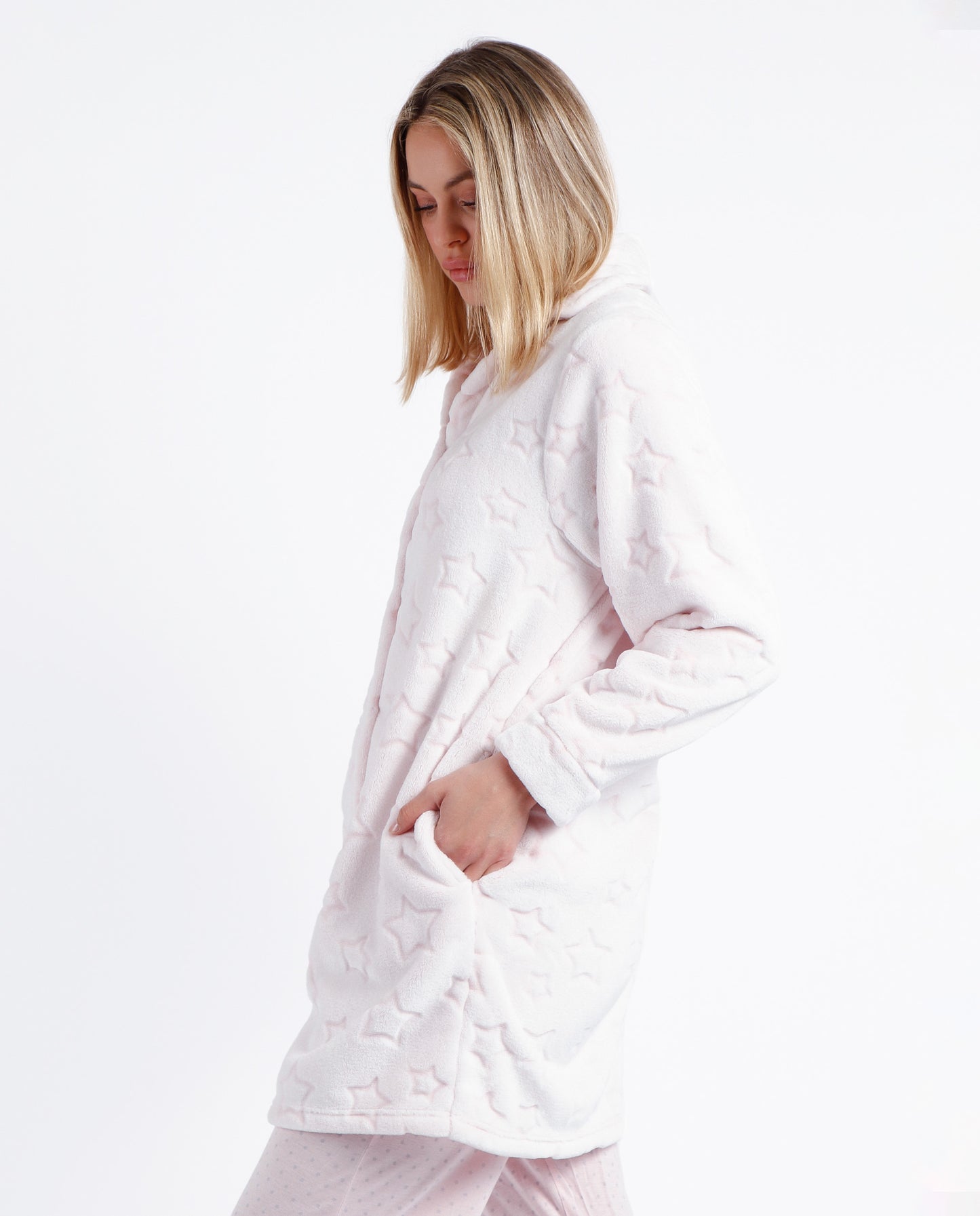 Bata Manga Larga Calentita Goodnight para Mujer Rosa