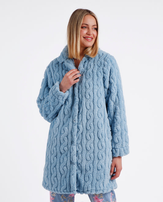 Bata Manga Larga Calentita Chains Azul para Mujer