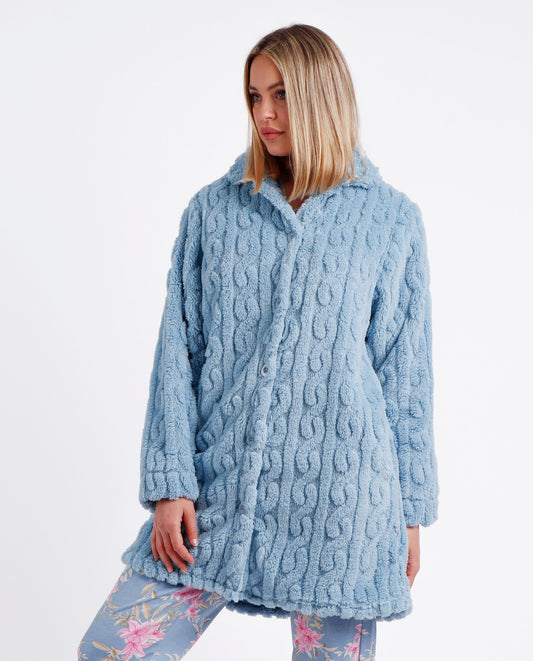 Bata Manga Larga Calentita Chains Azul para Mujer