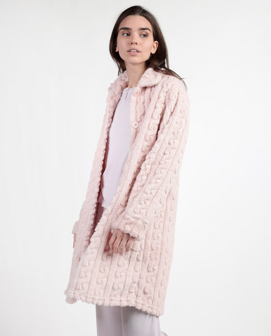 Bata Manga Larga Calentita Chains Rosa para Mujer