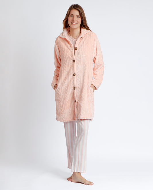 Bata Manga Larga Calentita Thank You Coral para Mujer