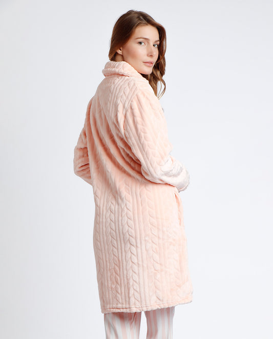 Bata Manga Larga Calentita Thank You Coral para Mujer