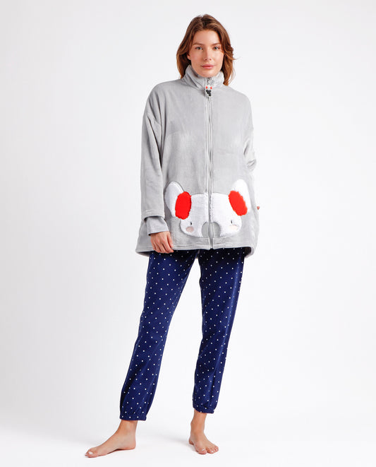 Bata Manga Larga Calentita Good Morning Mouse para Mujer