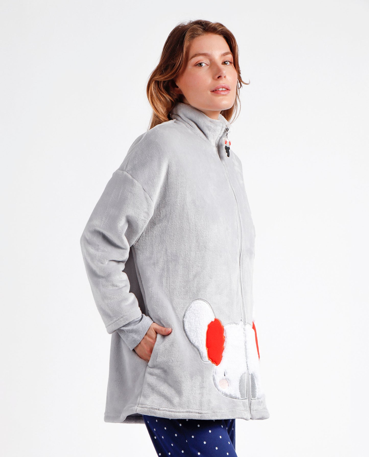 Bata Manga Larga Calentita Good Morning Mouse para Mujer