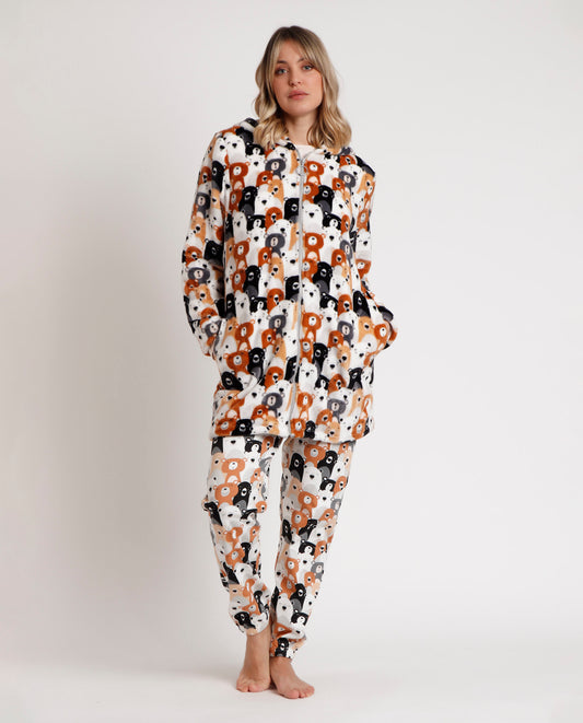 Bata Manga Larga Calentita Family Bear para Mujer