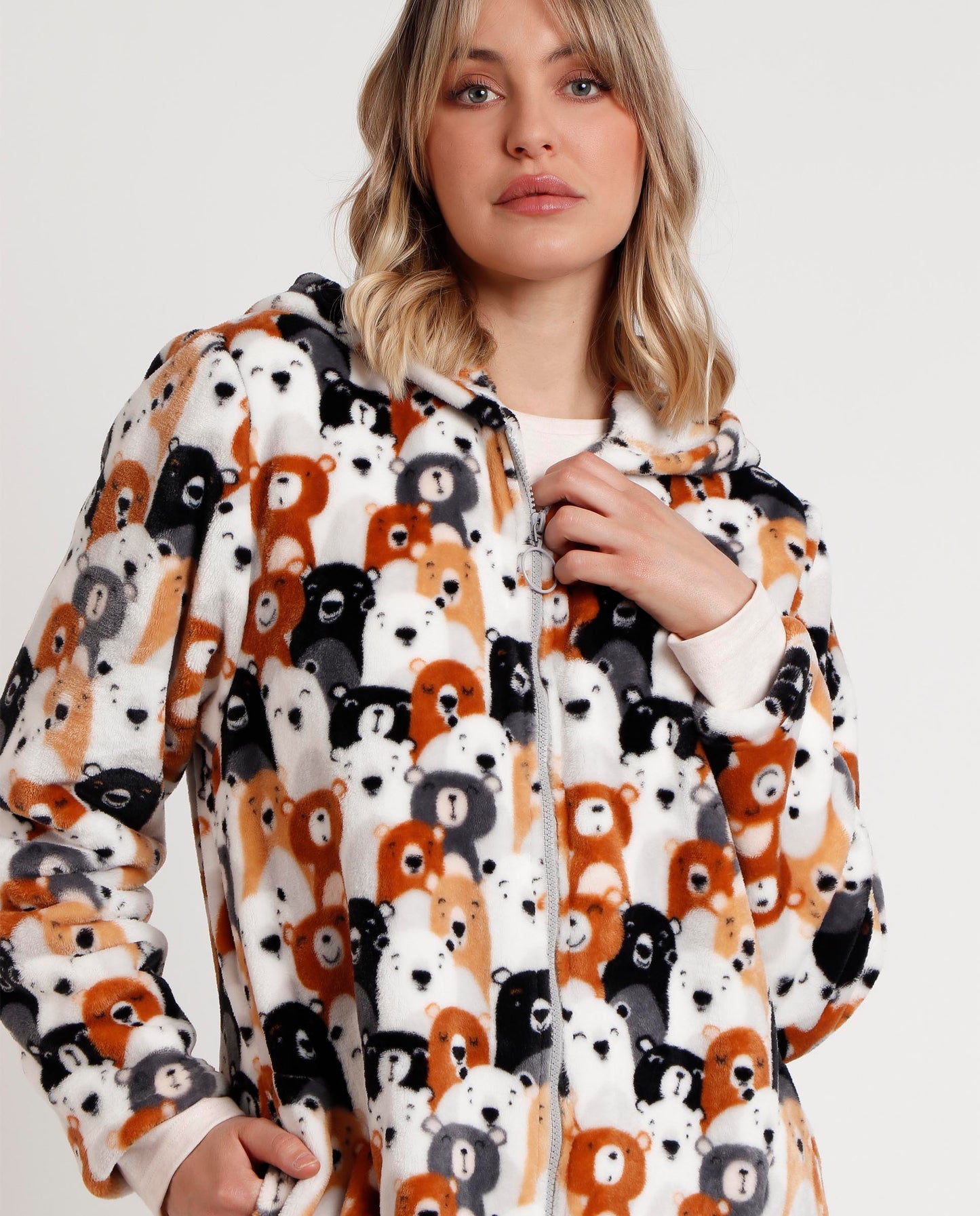 Bata Manga Larga Calentita Family Bear para Mujer