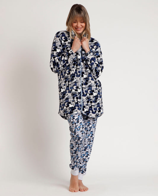 Bata Manga Larga Calentita Mickey Jeans para Mujer