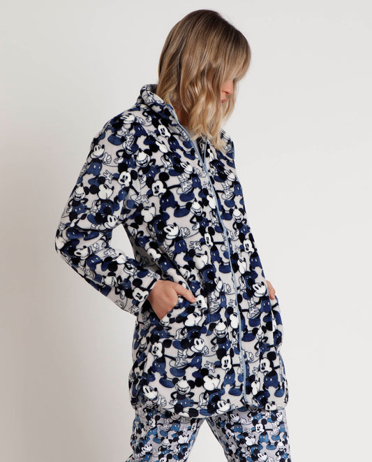 Bata Manga Larga Calentita Mickey Jeans para Mujer