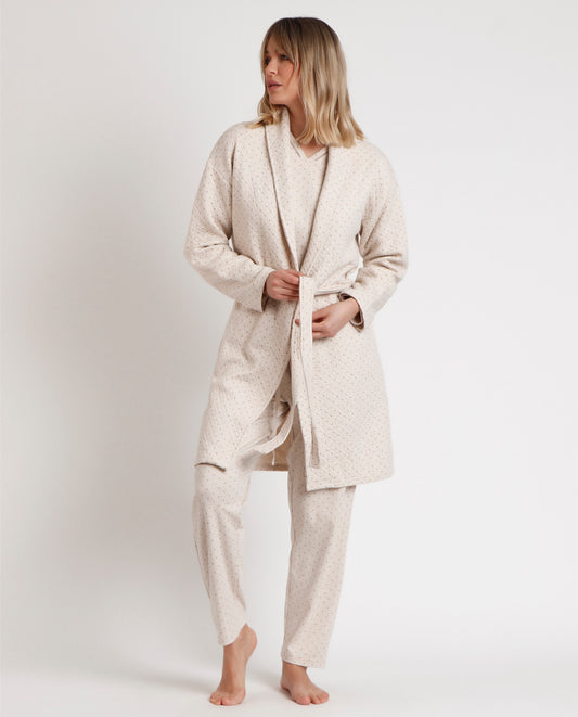 Bata Manga Larga Organic Dots para Mujer