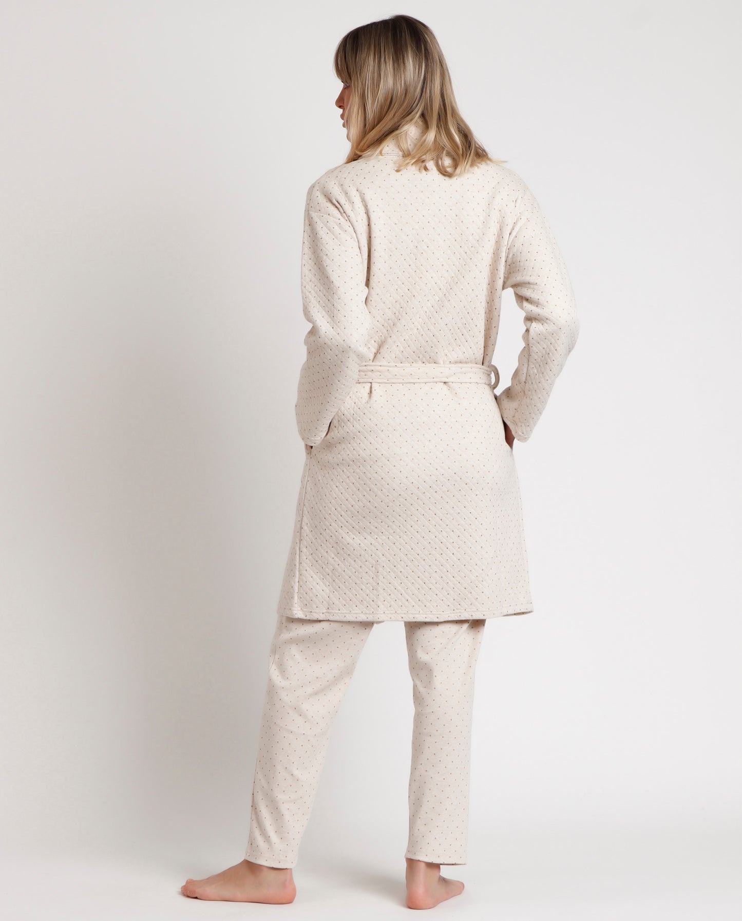 Bata Manga Larga Organic Dots para Mujer