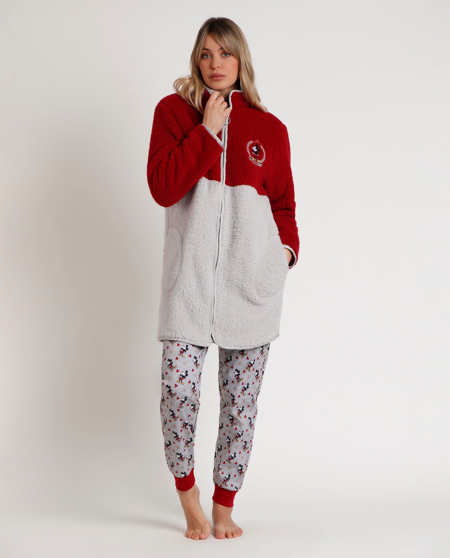 Bata Manga Larga Calentita King Mickey para Mujer