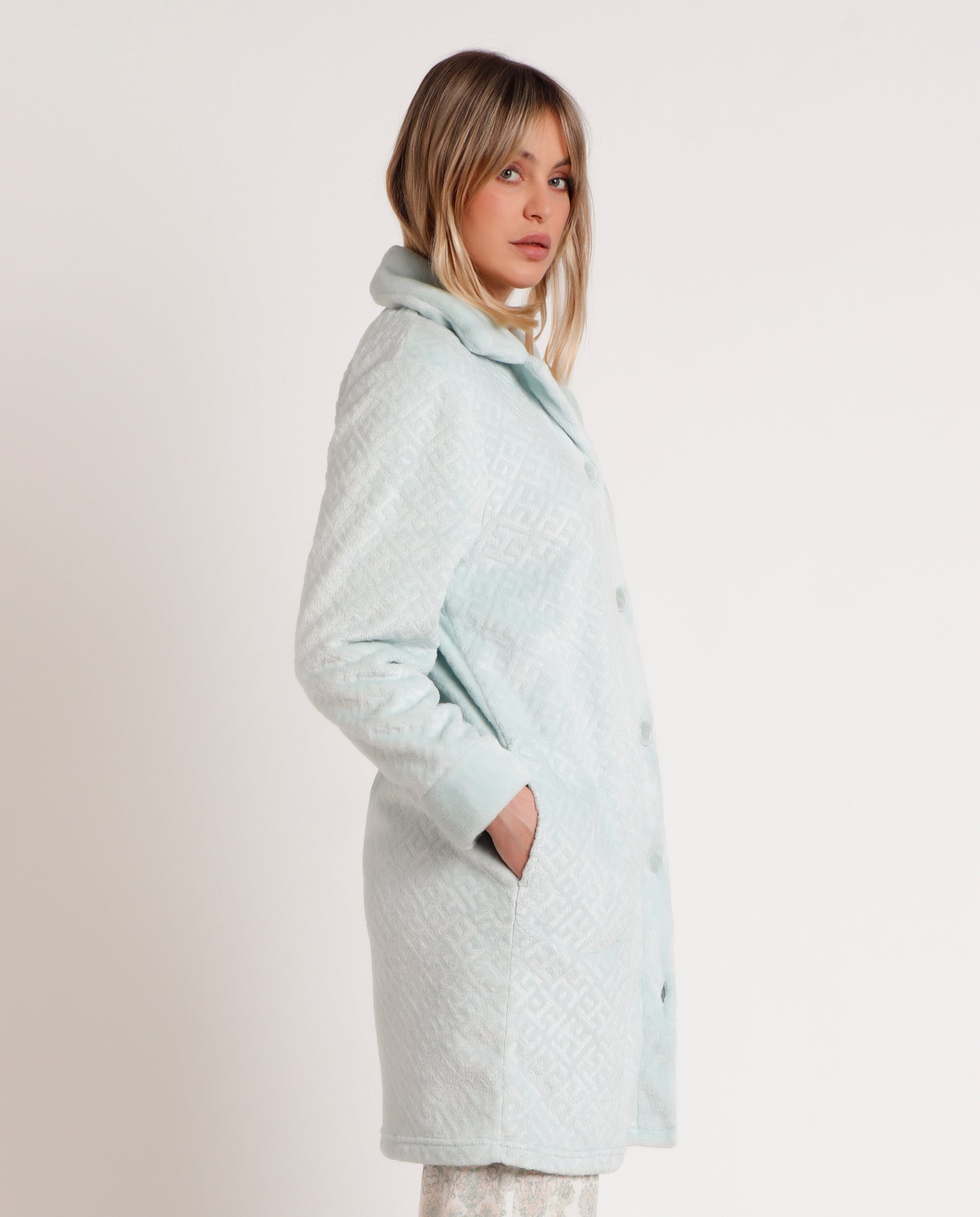 Bata Manga Larga Calentita Aqua para Mujer