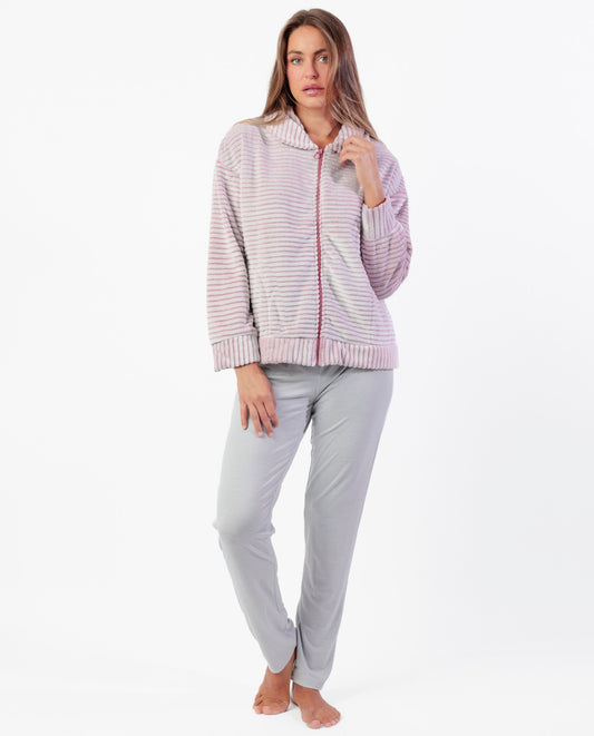 Bata Manga Larga Calentita Magic Time Burdeos para Mujer