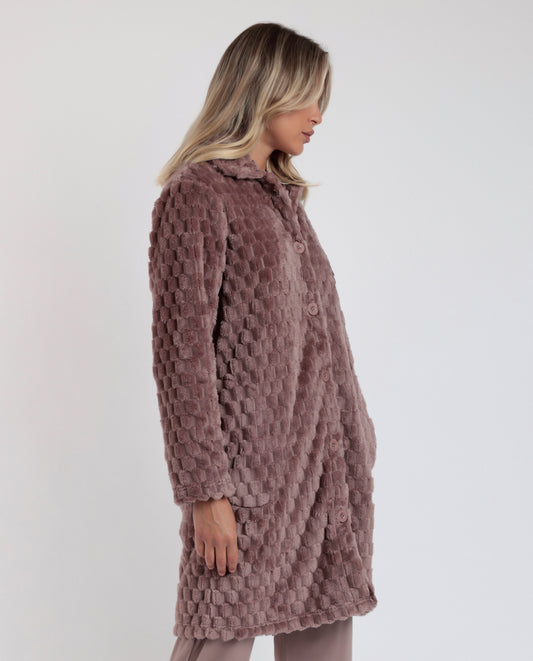 Bata Manga Larga Calentita Soft Sleep Moka para Mujer