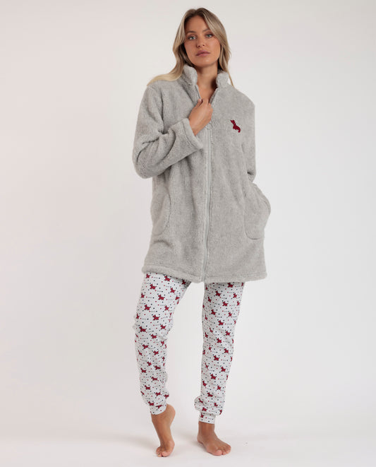Bata Manga Larga Calentita Lou Lou Grey para Mujer
