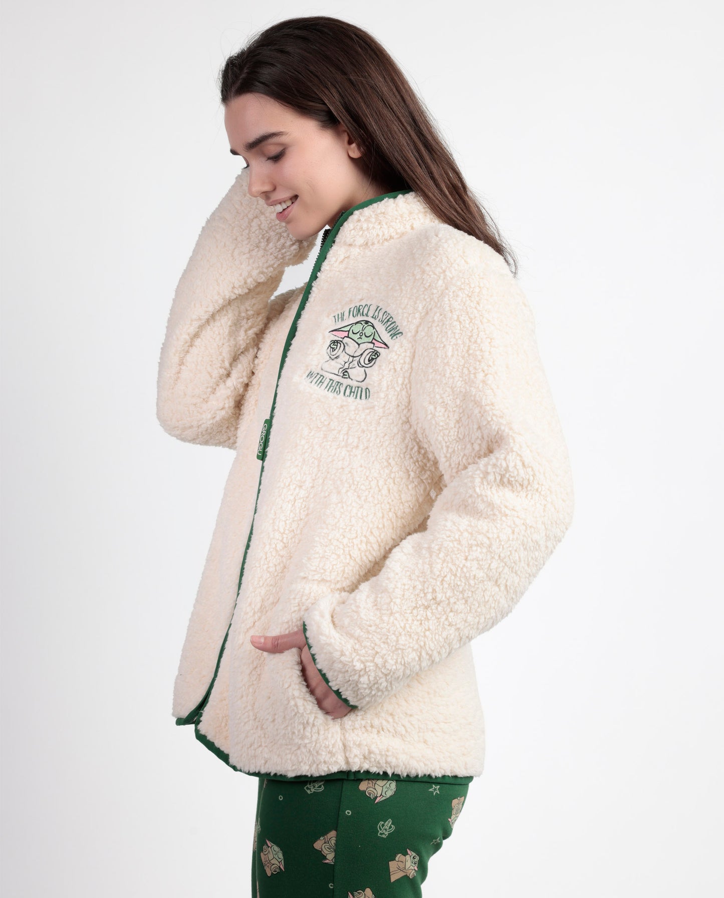 Bata Manga Larga Calentita Grogu Cute para Mujer